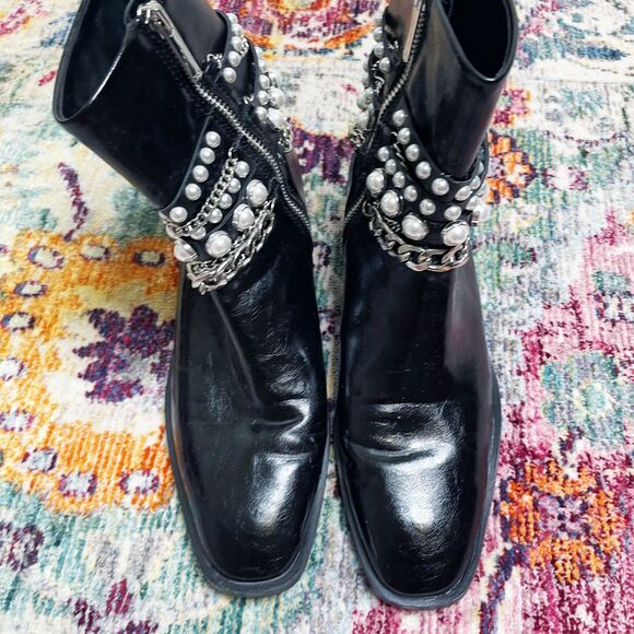 Zara Pearl Chain Ankle Boots - Picture 2 of 7